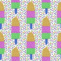 Ice-cream summer seamless pattern. Bright color. Hand drawn style. vector