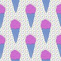 Ice-cream summer seamless pattern. Bright color. Hand drawn style. vector