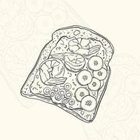 Ilustración boceto comida tostada menú de diseño de elementos dibujados a mano. objeto aislado en fondo blanco. vector