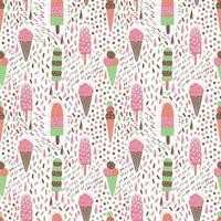 Ice-cream summer seamless pattern. Bright color. Hand drawn style. vector