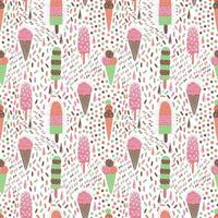 Ice-cream summer seamless pattern. Bright color. Hand drawn style. vector