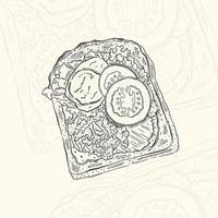 Illustration sketch toast food.Hand drawn element design menu. Isolated object in white background. vector