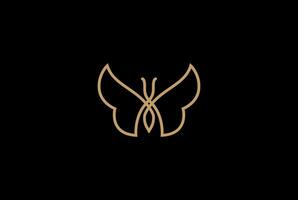 Elegant Luxury Golden Butterfly Line Outline Logo Design Vector