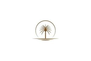 Sunset Sunrise Arabian Middle East Palm Date Tree with Desert Logo Design Vector