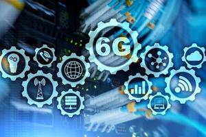 Futura tecnología de comunicaciones rápidas. Concepto de conexión de red 6g. tecnología inalámbrica móvil de alta velocidad foto