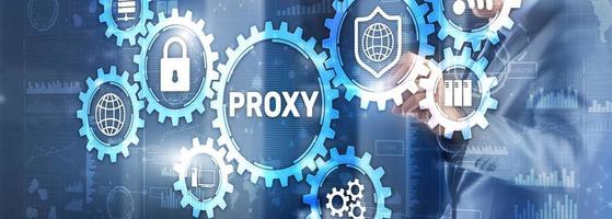 Proxy. Network administrator access the proxy server. Technology concept photo