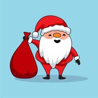 Santa Claus Cartoon Christmas Illustration Gift Bag vector