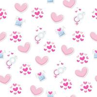 Valentine's day elements abstract background. Set of cute hand drawn icons about love isolated on white background in delicate shades of colors. Pattern Happy Valentine's Day vector