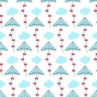 kite pattern. Kites seamless pattern. Flying kites background. Retro fabric style. Vector illustration.