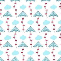 kite pattern. Kites seamless pattern. Flying kites background. Retro fabric style. Vector illustration.