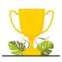 Golden cup, trophy. Achievement in education, study award, distance learning, business goal, idea, online courses. Concept best score winner prize, successful. Success celebration. Vector illustration