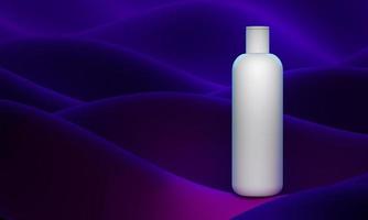 diseño de crema cosmética natural, suero, envases de botellas en blanco para el cuidado de la piel. producto bio orgánico. concepto de belleza y spa. fondo abstracto. Ilustración 3d foto