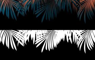 Plantilla de hojas de palma hermosa moderna aislada sobre fondo negro con máscara para el diseño de carteles o folletos. Ilustración 3d foto