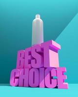 3D illustration. best choice words on color background. With a bottle of shampoo. Modern epic poster design.