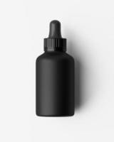 Cuentagotas de diseño moderno botella negra. aislado sobre fondo blanco. Ilustración 3d foto