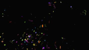 colorful rainbow confetti sparkle abstract texture overlays glitter golden particles on black. photo