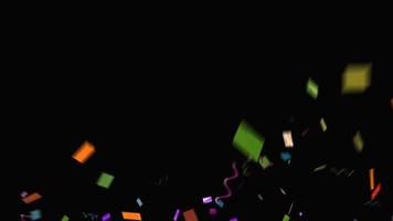 colorful purple rainbow confetti sparkle abstract texture overlays glitter golden particles on black. photo
