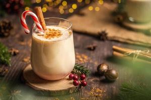 Eggnog with spicy cinnamon.Christmas and winter holidays