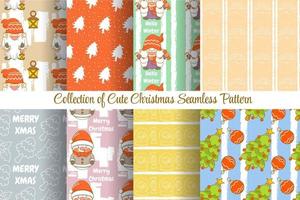 set of collection cute christmas seamless pattern vector