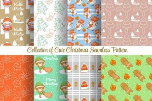 set of collection cute christmas seamless pattern vector