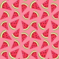 Funny seamless pattern with colorful watermelon pieces. Red, pink and green colors. Positive summer mood. Endless design. Print for textile, clothes, gift wrap, cards, design and decor vector