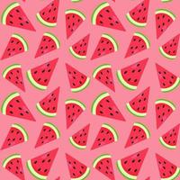 Funny seamless pattern with colorful watermelon pieces. Red, pink and green colors. Positive summer mood. Endless design. Print for textile, clothes, gift wrap, cards, design and decor vector