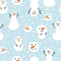 Vector seamless pattern with snowman, snow. Winter simple, stylish Scandinavian repeat texture for wrapping, web page background, Christmas, New Year greeting card, fabrics, home decor, scrapbooking