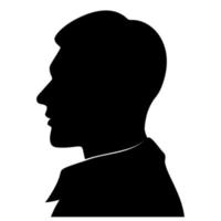 silueta de una cabeza masculina de perfil sobre un fondo blanco. diseño de avatar. vector