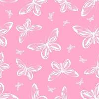 Seamless pattern with rainbow butterflies on a white background. Pattern for fabrics, wrapping paper. vector