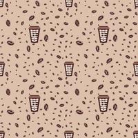 Seamless pattern of coffee beans with grunge background. For wrapping paper, design and decoration. vector