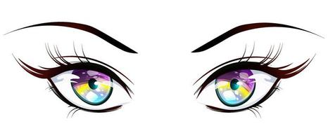 ojos de niña en estilo manga. vector