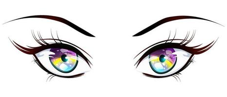 Anime eyes with hearts Royalty Free Vector Image