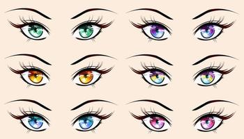 Set girl eyes in manga style. vector