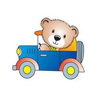 cartoon bear driving vector illustration