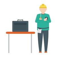 Electrician With Toolbox vector