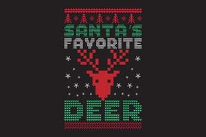 Santa's favorite deer Christmas design print template vector