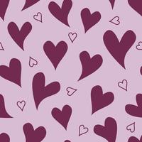 Hearts vector hand drawn pattern. Seamless pink background with symbols of love. Hearts for Valentines day or wedding textile, wrapping