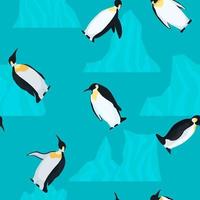 penguins seamless pattern on turquoise background vector