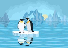 antarctica penguins on ice floe in the sea vector