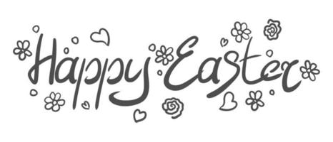 inscription on easter holiday with doodles vector