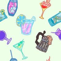 seamless poster doodle alcoholic drinks bright vector