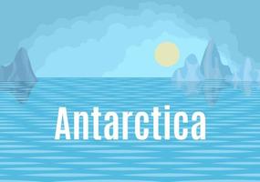 Antarctica drawing landscape with sea and floes vector