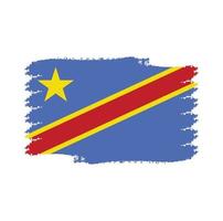 Democratic Republic Congo flag vector with watercolor brush style