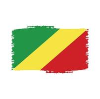 Republic Congo flag vector with watercolor brush style