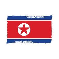 North Korea flag vector with watercolor brush style