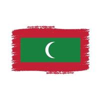 Maldives flag vector with watercolor brush style