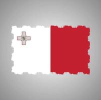 Malta flag vector with watercolor brush style