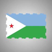 Djibouti flag vector with watercolor brush style