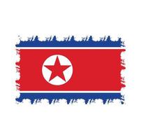 North Korea flag vector with watercolor brush style