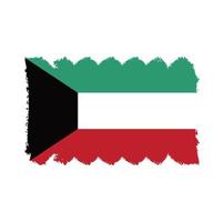 Kuwait flag vector with watercolor brush style